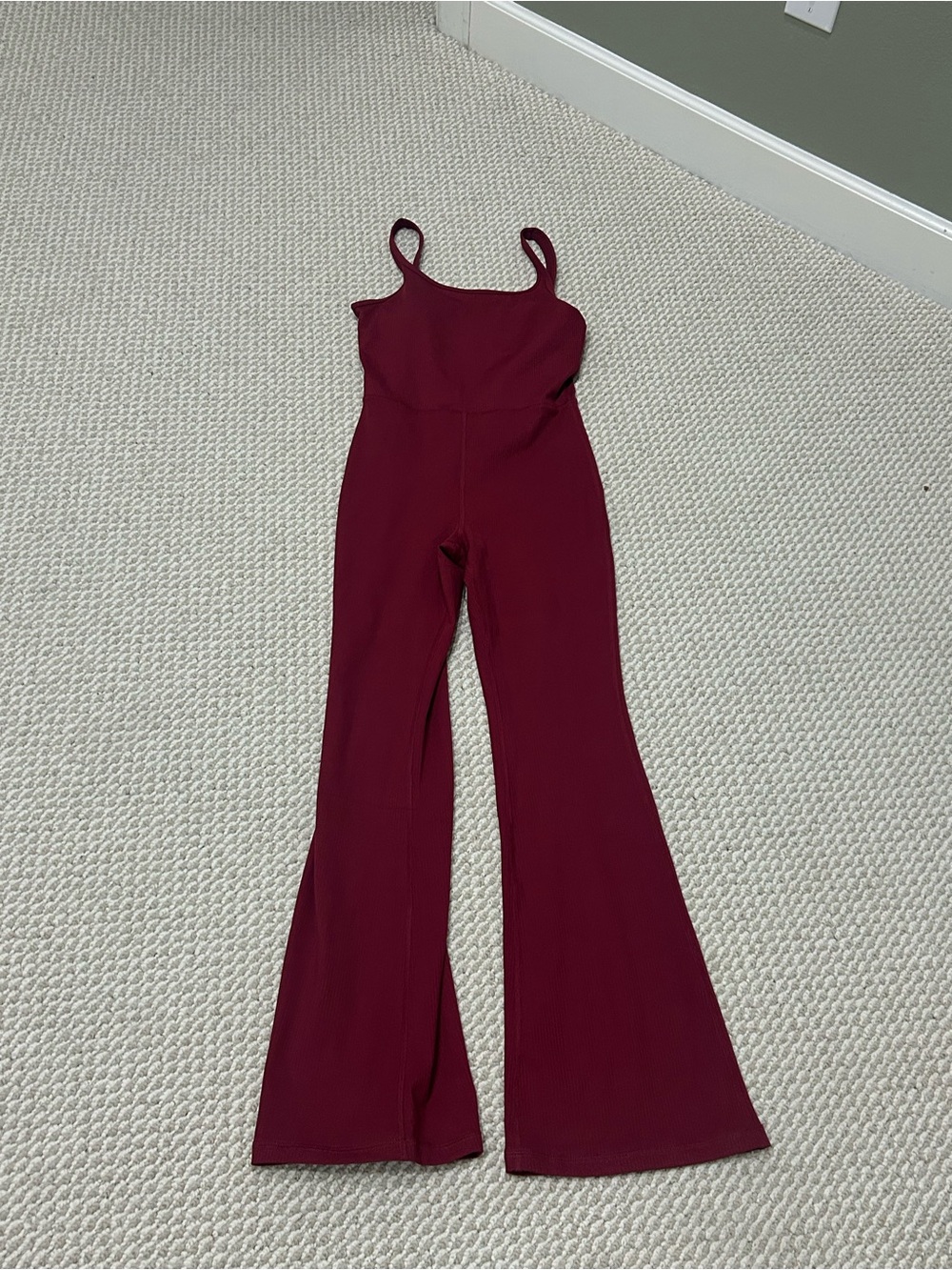 Red Ribbed Jumpsuit - Picture 4 of 4